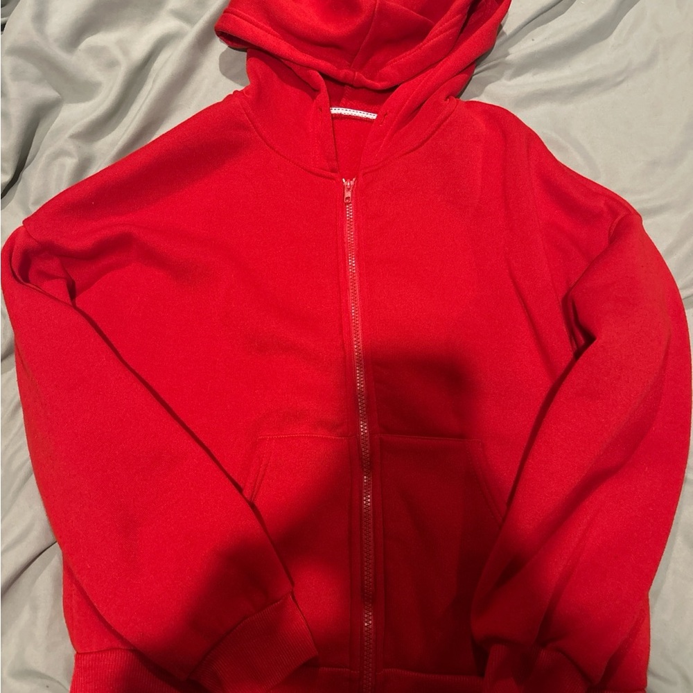 Red SHEIN Zip-Up Hoodie. Size Small. Worn once, like new.